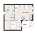 Grundriss - lichtdurchflutete 2 Zimmerwohnung in ruhiger Lage