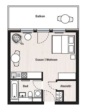 Grundriss - schöne, helle 1 Zimmer Wohnung im 1 OG in den Rathausvillen