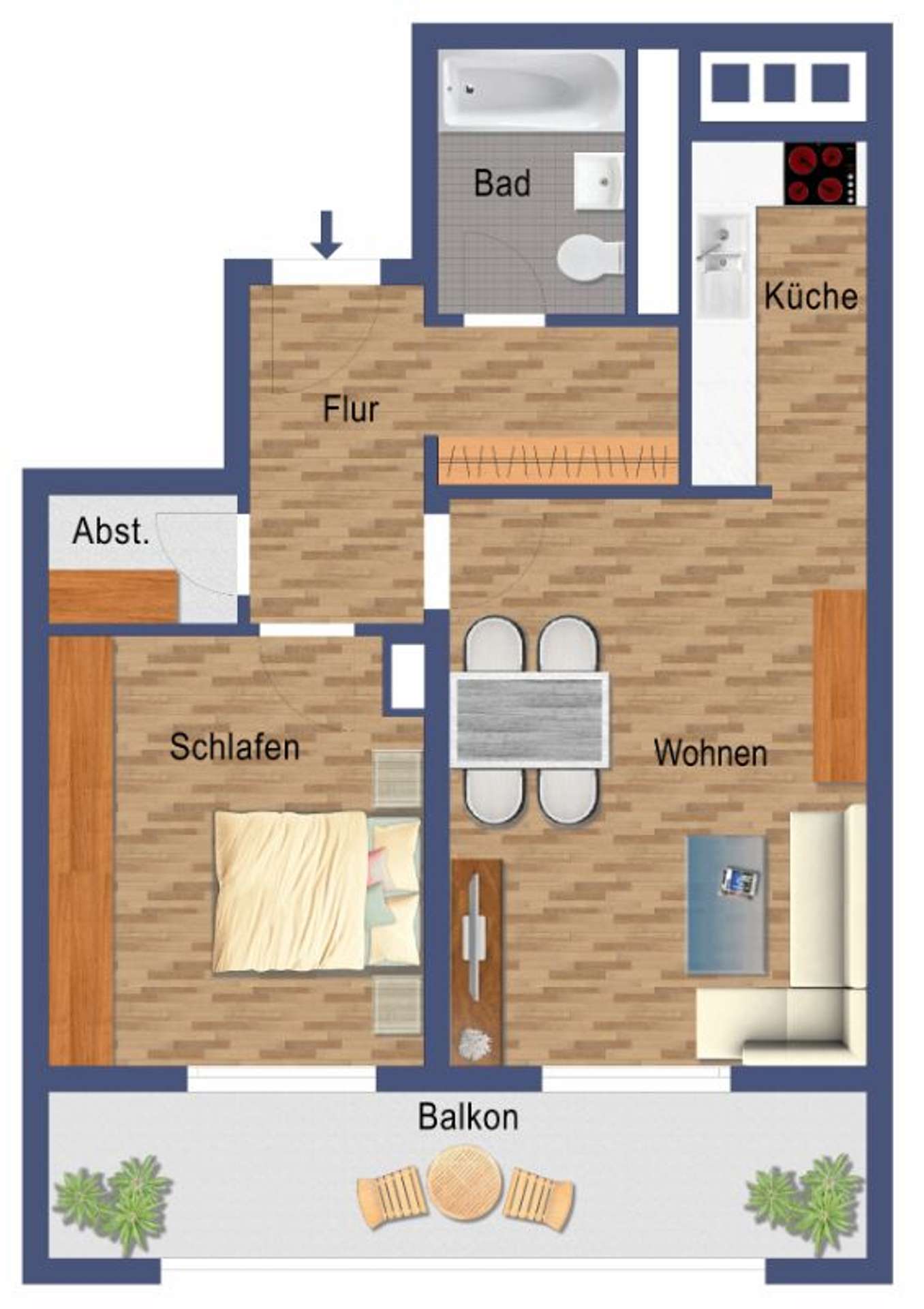 Ideal für Pärchen oder Singles – schöne 2-Zimmer-Wohnung in Grevenbroich, Kurt-Huber-Straße 1, 41515 Grevenbroich, Etagenwohnung